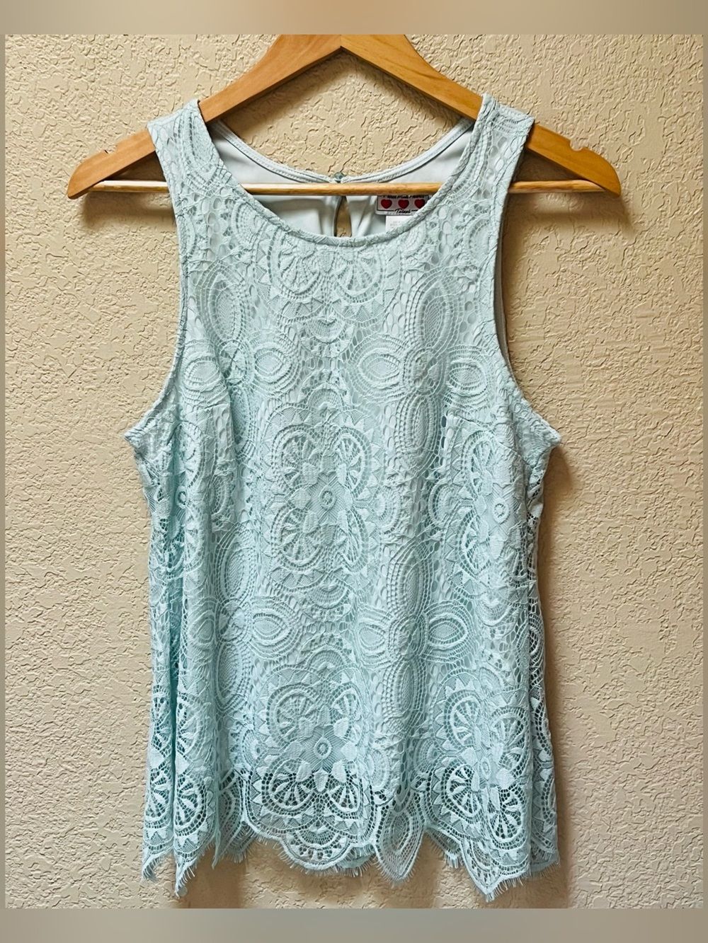 Women’s Three Pink Hearts Lace Design Top Size- Medium
